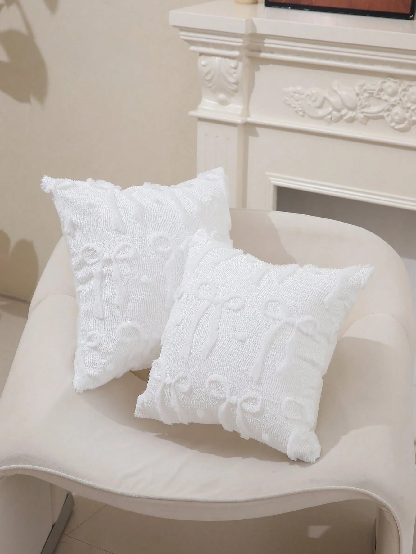 1pc Sweet Cream Color Embroidered Bow Pillowcase, Decorate Sofa With Pillowcase, Create Atmosphere With Pillowcase
