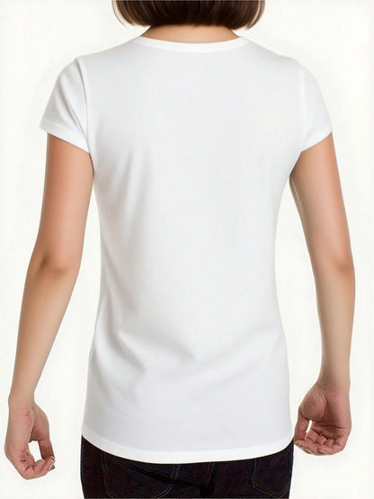 1pc(T-Shirt),Women's Virgo Zodiac T-Shirt- White Oversized Short Sleeve Top With Virgo Symbol & Astrological Print, Soft Round Neck Casual Tee For Virgo Season Birthdays, Casual Attire & Gifts (Loose