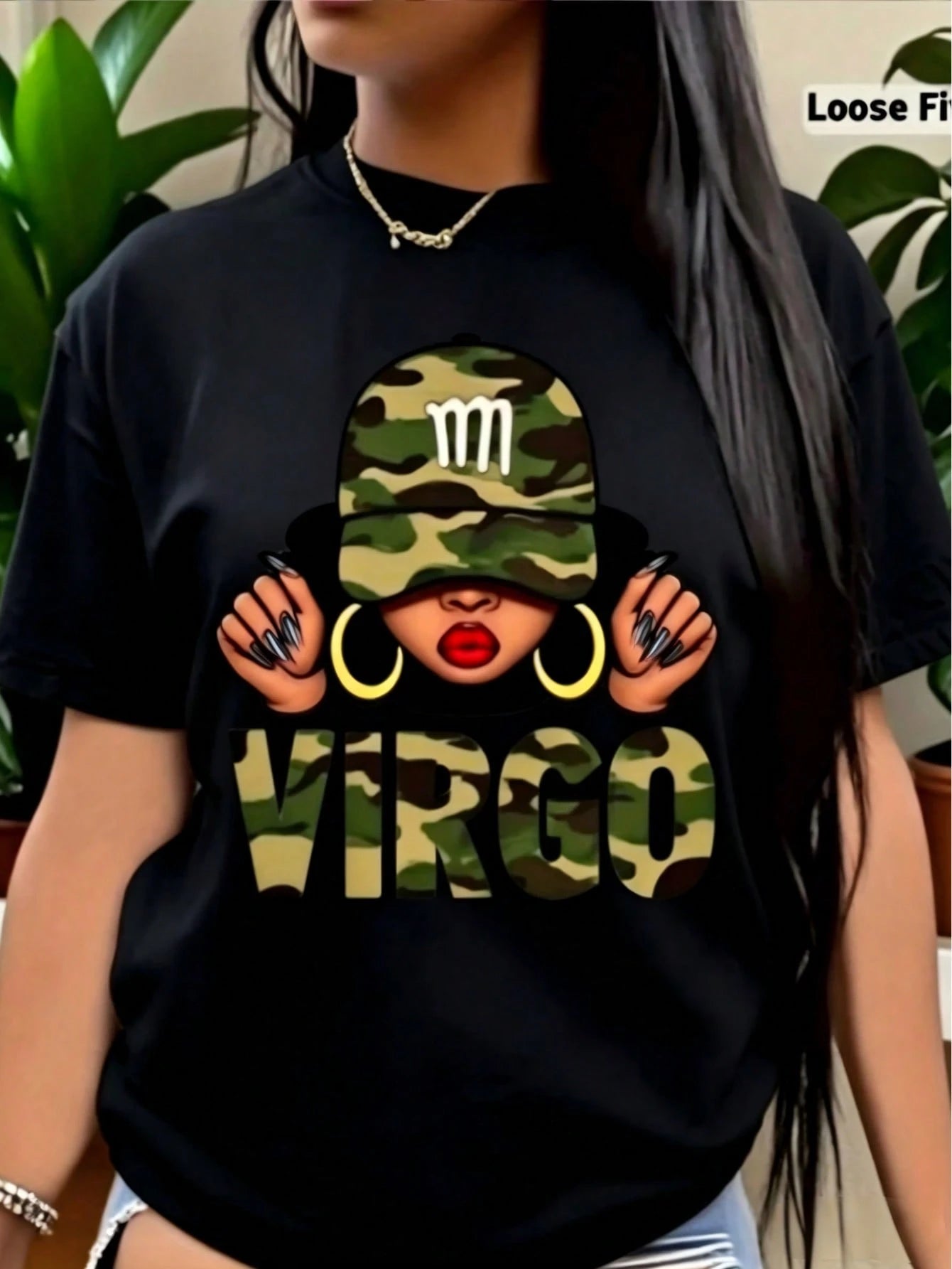 1pc(T-Shirt),Women's Virgo Zodiac T-Shirt- White Oversized Short Sleeve Top With Virgo Symbol & Astrological Print, Soft Round Neck Casual Tee For Virgo Season Birthdays, Casual Attire & Gifts (Loose