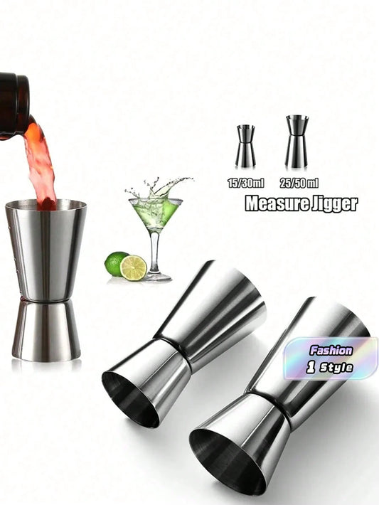 1PC Thick Stainless Steel Double Jigger, Measuring Cup, Ounce Cup For Bar Use, Double Ended Measuring Cup, Cocktail Cup, For Bartending Perfect Party Silver Kitchen Tools, Multiple Capacity Options Av