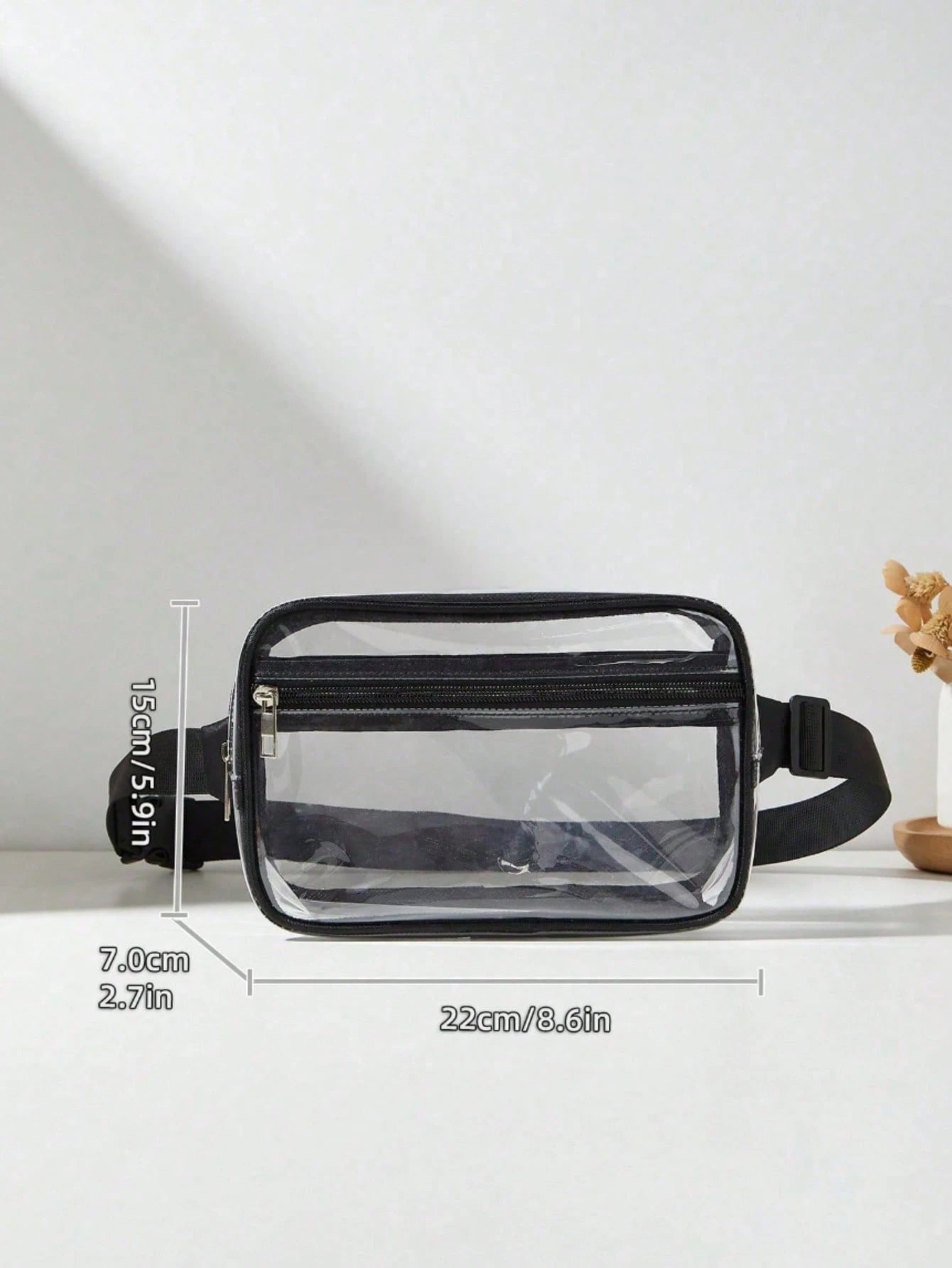 1pc Transparent Framed Fanny Pack, Adjustable Strap Zipper Waist Bag, Lightweight For Travel Running Beach Daily Use