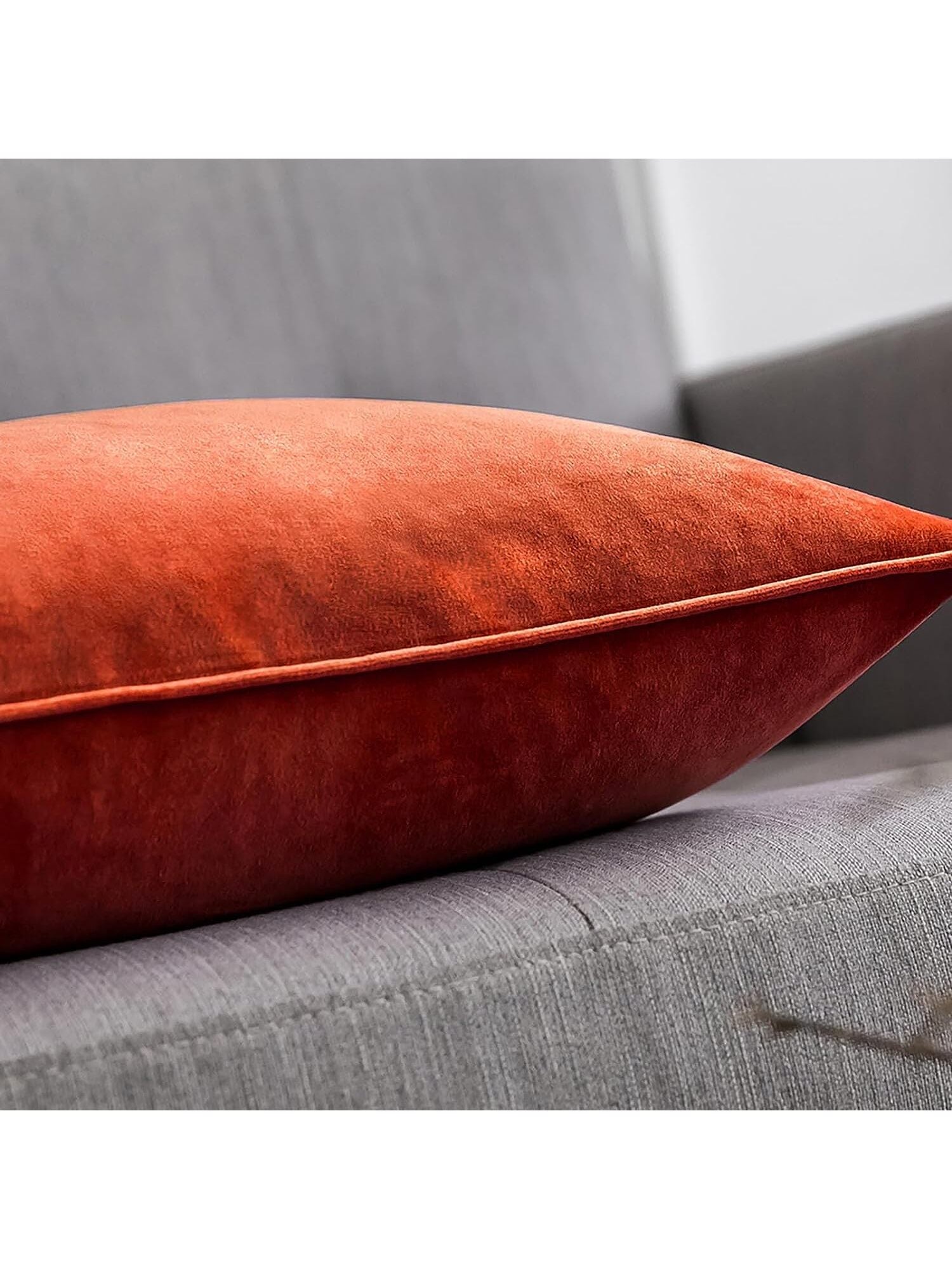 1pc Velvet Edged Solid Square Cushion Case For Sofa Bedroom Car 18x 18 Inch, Thanksgiving Or Halloween Throw Pillow Case Cover, Decorative Fall Harvest Pillow Cover