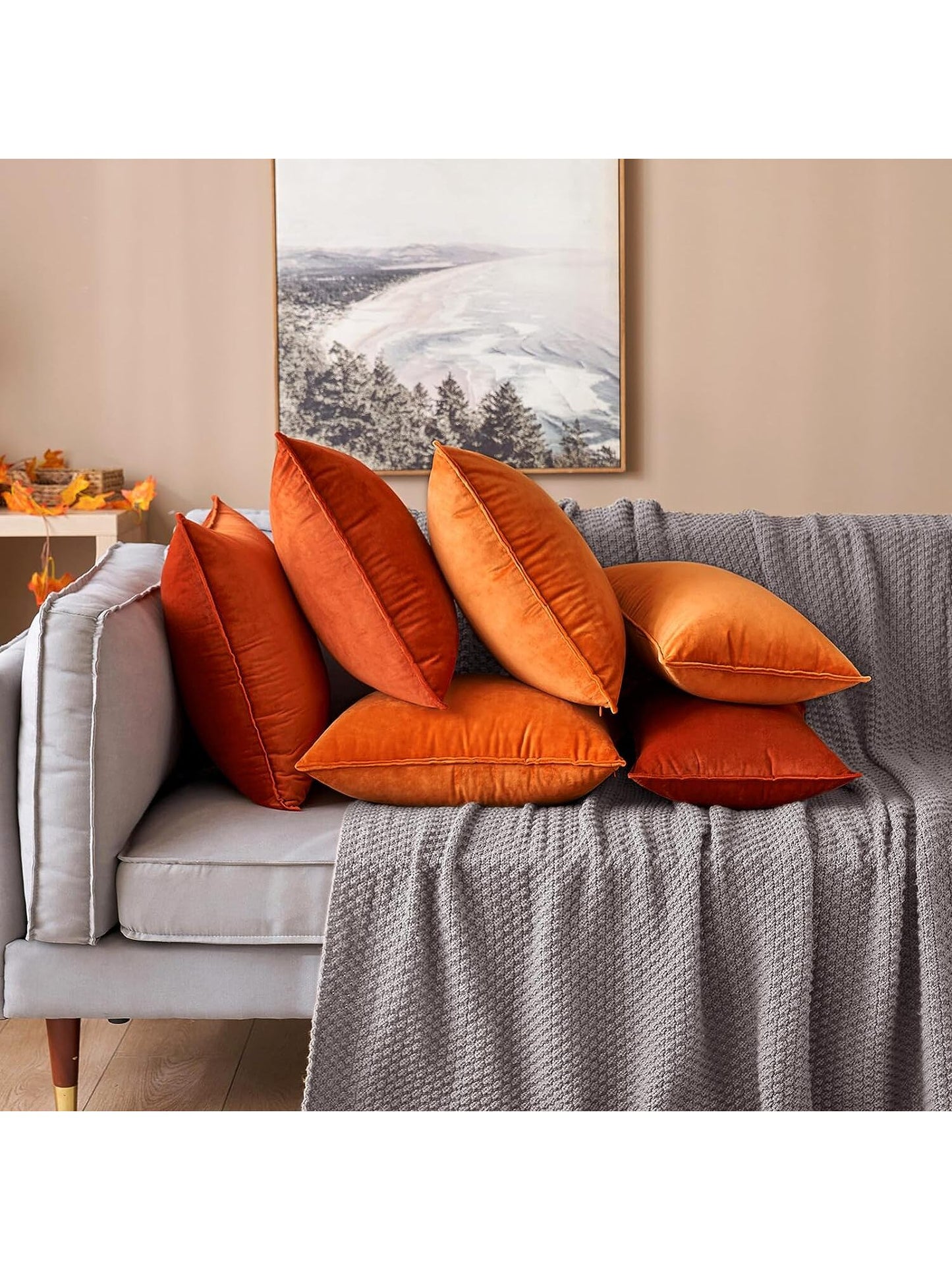1pc Velvet Edged Solid Square Cushion Case For Sofa Bedroom Car 18x 18 Inch, Thanksgiving Or Halloween Throw Pillow Case Cover, Decorative Fall Harvest Pillow Cover