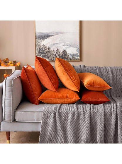 1pc Velvet Edged Solid Square Cushion Case For Sofa Bedroom Car 18x 18 Inch, Thanksgiving Or Halloween Throw Pillow Case Cover, Decorative Fall Harvest Pillow Cover