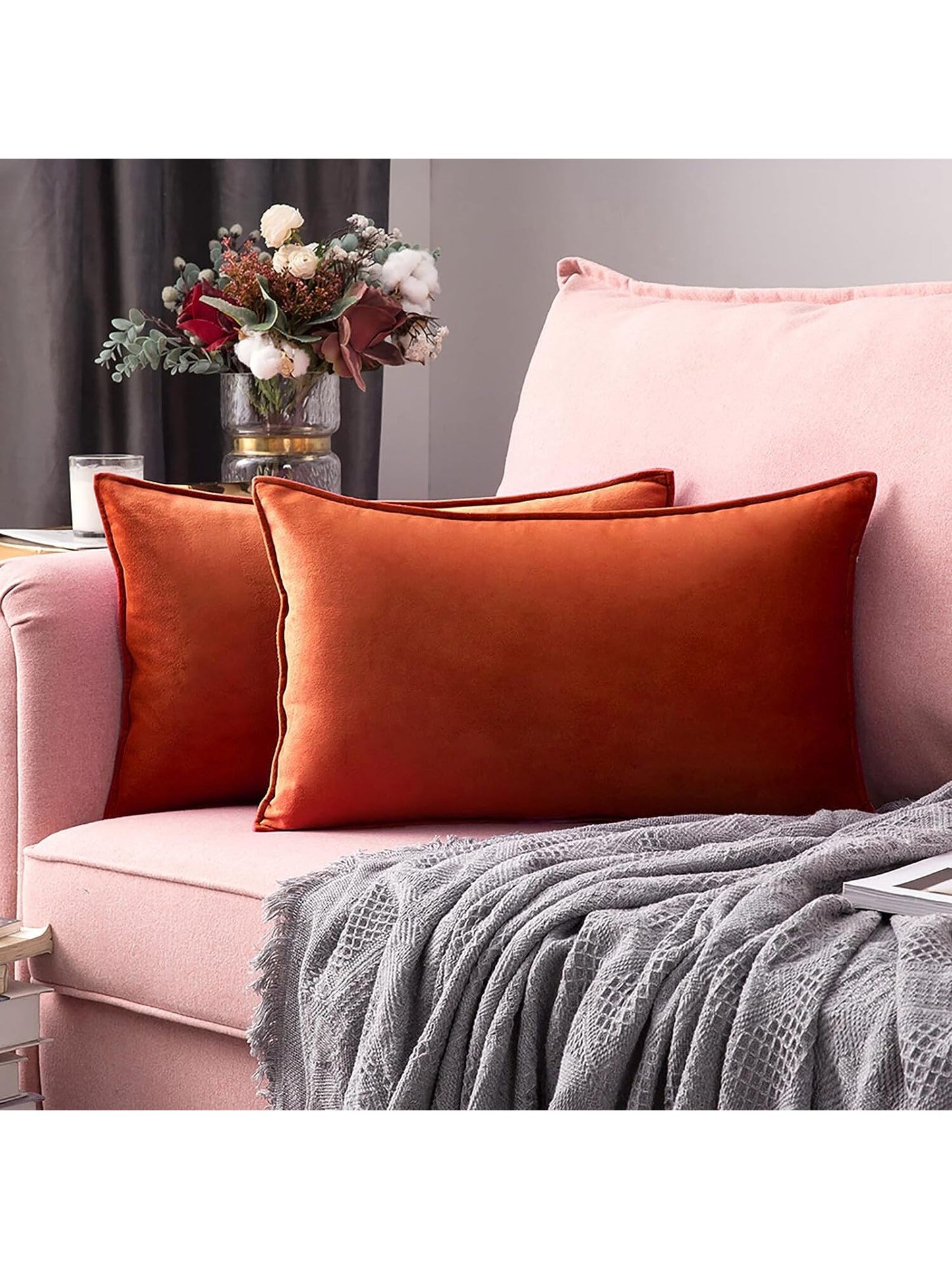 1pc Velvet Edged Solid Square Cushion Case For Sofa Bedroom Car 18x 18 Inch, Thanksgiving Or Halloween Throw Pillow Case Cover, Decorative Fall Harvest Pillow Cover