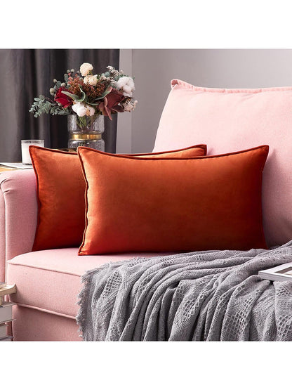 1pc Velvet Edged Solid Square Cushion Case For Sofa Bedroom Car 18x 18 Inch, Thanksgiving Or Halloween Throw Pillow Case Cover, Decorative Fall Harvest Pillow Cover