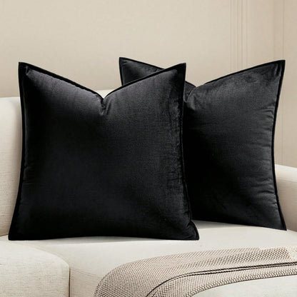 1pc Velvet Edged Solid Square Cushion Case For Sofa Bedroom Car 18x 18 Inch, Thanksgiving Or Halloween Throw Pillow Case Cover, Decorative Fall Harvest Pillow Cover