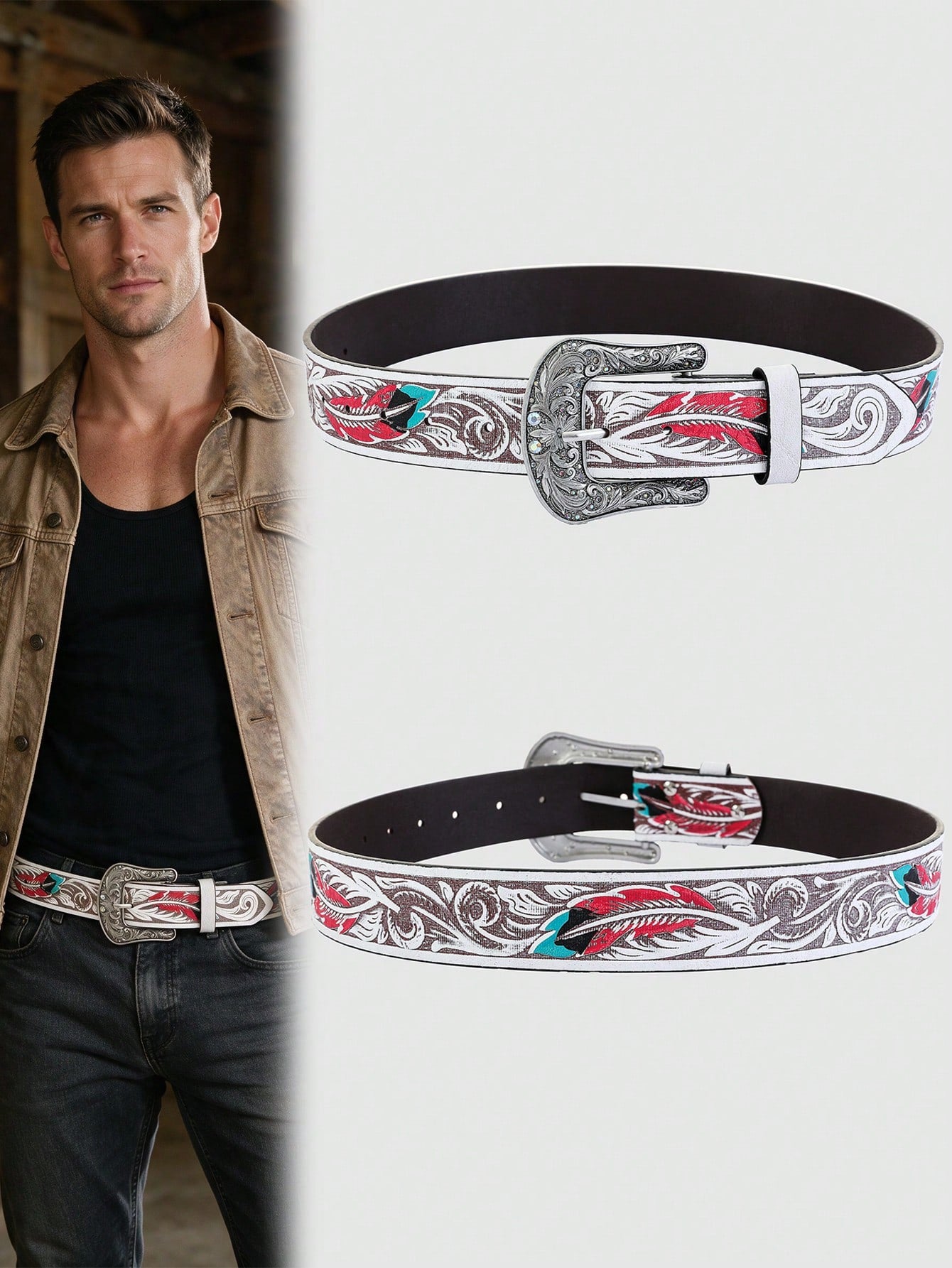 1pc Vintage Men's Belt Elegant Style Casual Artificial PU Wide Belt, Suitable For Casual Pants, Skirts, Daily Wear, Work, Dates, Parties, Christmas, Valentine's Day