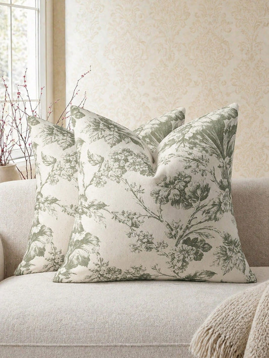 1pc Vintage Tropical Plant & Floral Pattern Decorative Throw Pillow Cover, Suitable For Sofa, Sofa Bed, Chair, Home Decor Accent