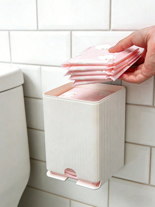 1pc Wall-Mounted Sanitary Napkin Storage Box, Women's Hygiene Products Organizer, Suitable For Home Bathroom, Dust-Proof And Moisture-Proof, With Lid, Can Store Sanitary Napkins And Tampons, Bathroom