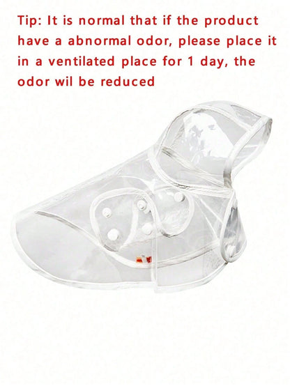 1pc Waterproof Transparent PU Pet Raincoat, Suitable For Rainy Days, Dog Puppy Rain Jacket With Soft Hood, Ideal Gift, Essential For Spring, Summer, Autumn And Winter