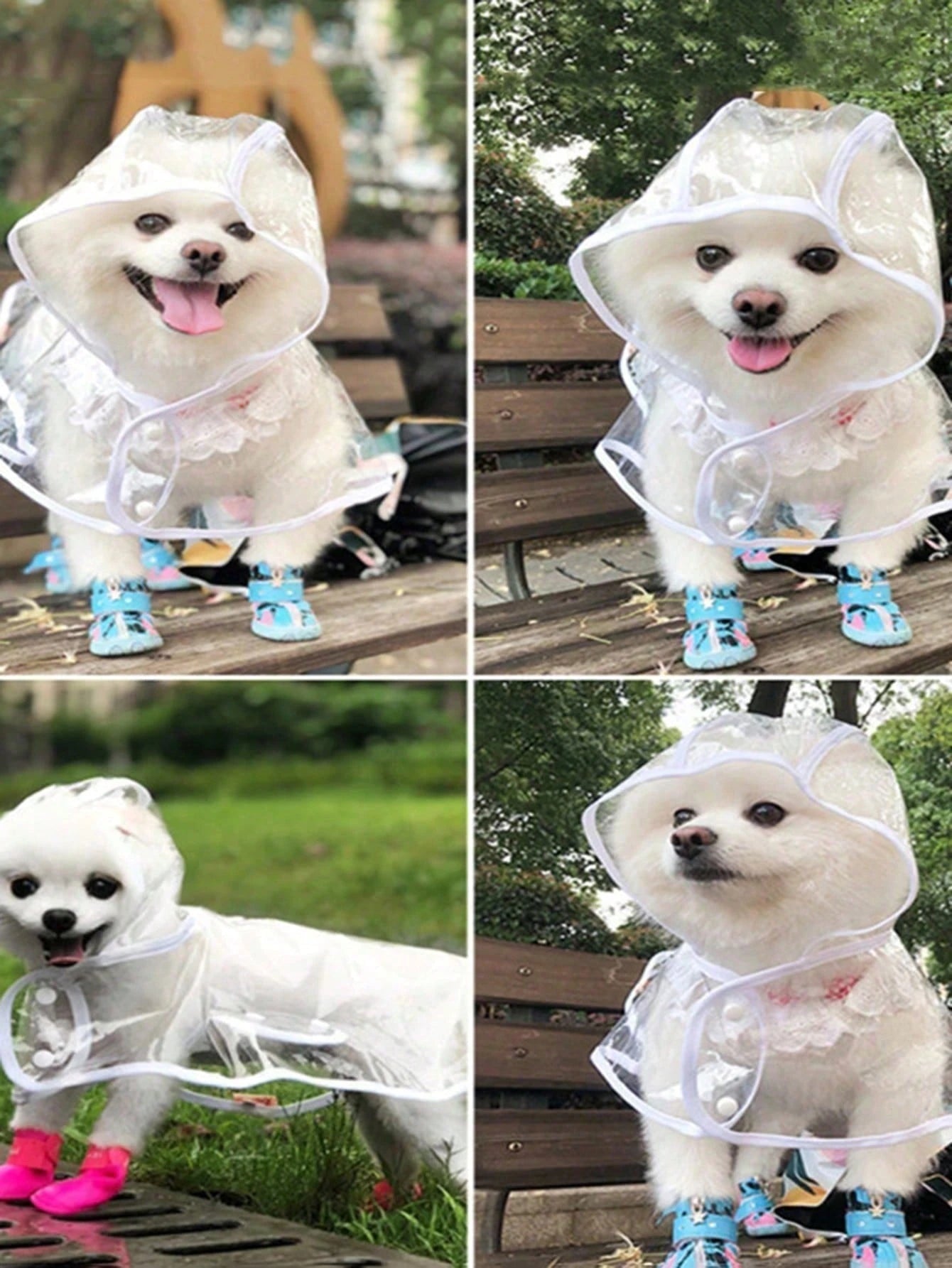1pc Waterproof Transparent PU Pet Raincoat, Suitable For Rainy Days, Dog Puppy Rain Jacket With Soft Hood, Ideal Gift, Essential For Spring, Summer, Autumn And Winter