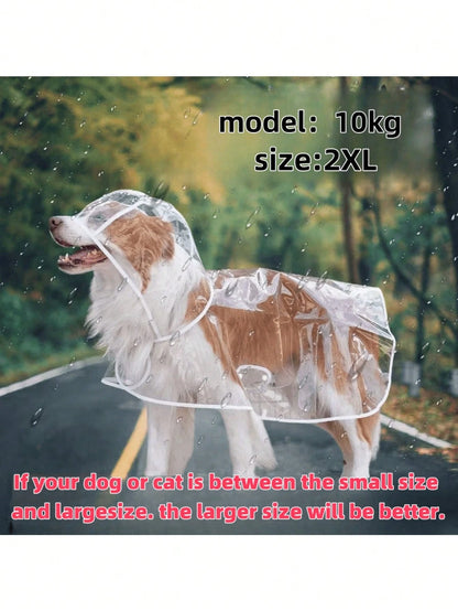 1pc Waterproof Transparent PU Pet Raincoat, Suitable For Rainy Days, Dog Puppy Rain Jacket With Soft Hood, Ideal Gift, Essential For Spring, Summer, Autumn And Winter