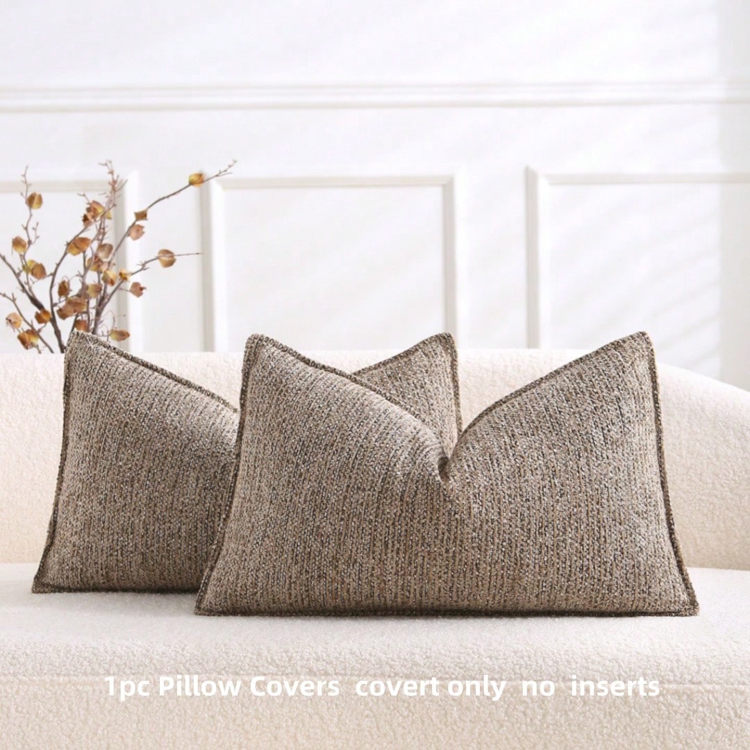 1pc (Without Pillow Core) All-Season Sofa Cushion, Natural Retro Farmhouse Pillow, Textured Minimalist Sofa Lumbar Pillow, Earth-Tone Soft Decor Throw Pillow, Homey Atmosphere Sofa Pad, Chenille Jacqu