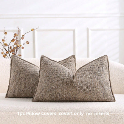 1pc (Without Pillow Core) All-Season Sofa Cushion, Natural Retro Farmhouse Pillow, Textured Minimalist Sofa Lumbar Pillow, Earth-Tone Soft Decor Throw Pillow, Homey Atmosphere Sofa Pad, Chenille Jacqu