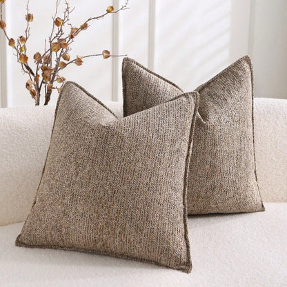 1pc (Without Pillow Core) All-Season Sofa Cushion, Natural Retro Farmhouse Pillow, Textured Minimalist Sofa Lumbar Pillow, Earth-Tone Soft Decor Throw Pillow, Homey Atmosphere Sofa Pad, Chenille Jacqu