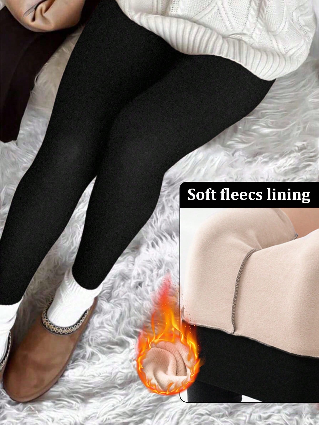 1pc Women's Autumn/Winter Slim Fit Thermal Leggings, Criss-Cross Waist Design, Super Soft Lambswool Lining High Waist Long Pants, Outerwear Tight Base Layer Pants, Elastic Wide Waistband Ankle Length