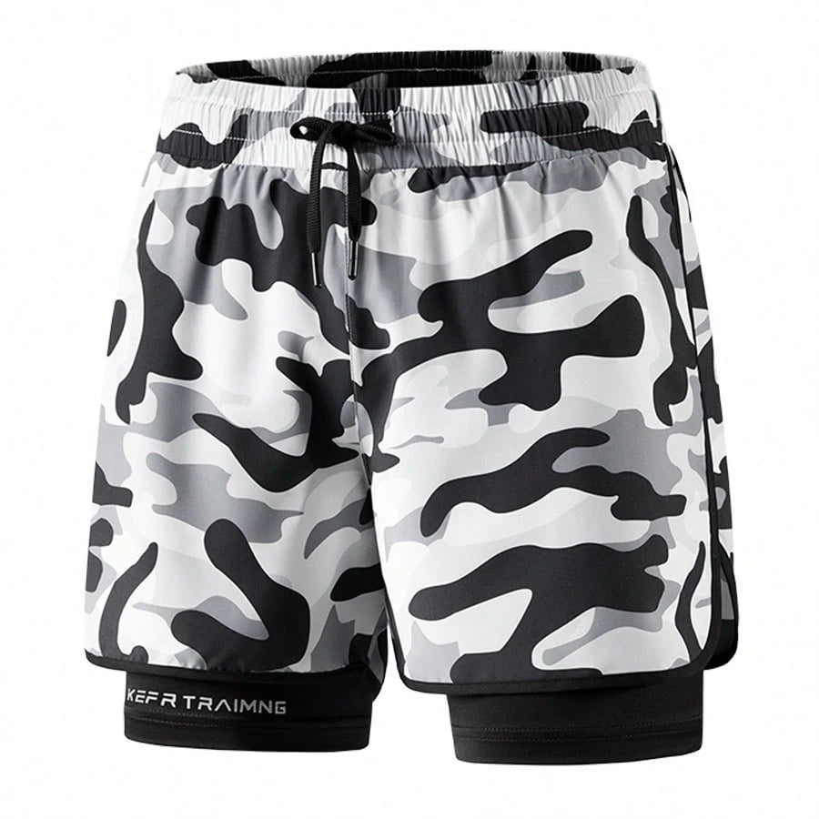 1pc Women's Camouflage Sports Shorts, 2 In 1 Design, Suitable For Summer Fitness & Casual Wear