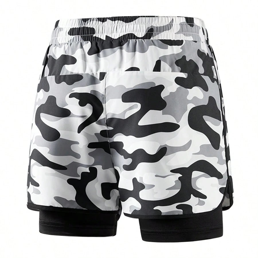 1pc Women's Camouflage Sports Shorts, 2 In 1 Design, Suitable For Summer Fitness & Casual Wear