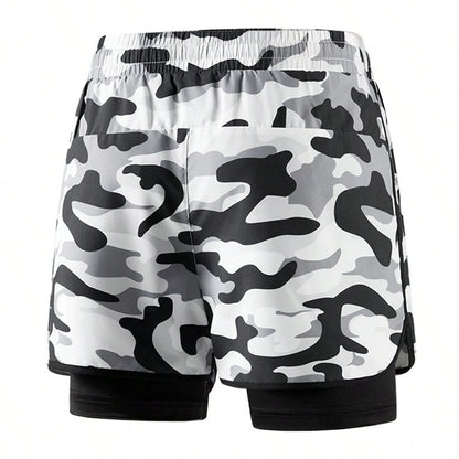 1pc Women's Camouflage Sports Shorts, 2 In 1 Design, Suitable For Summer Fitness & Casual Wear