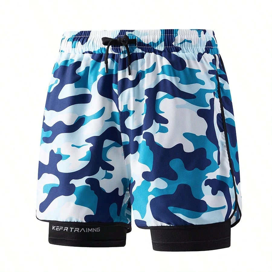 1pc Women's Camouflage Sports Shorts, 2 In 1 Design, Suitable For Summer Fitness & Casual Wear