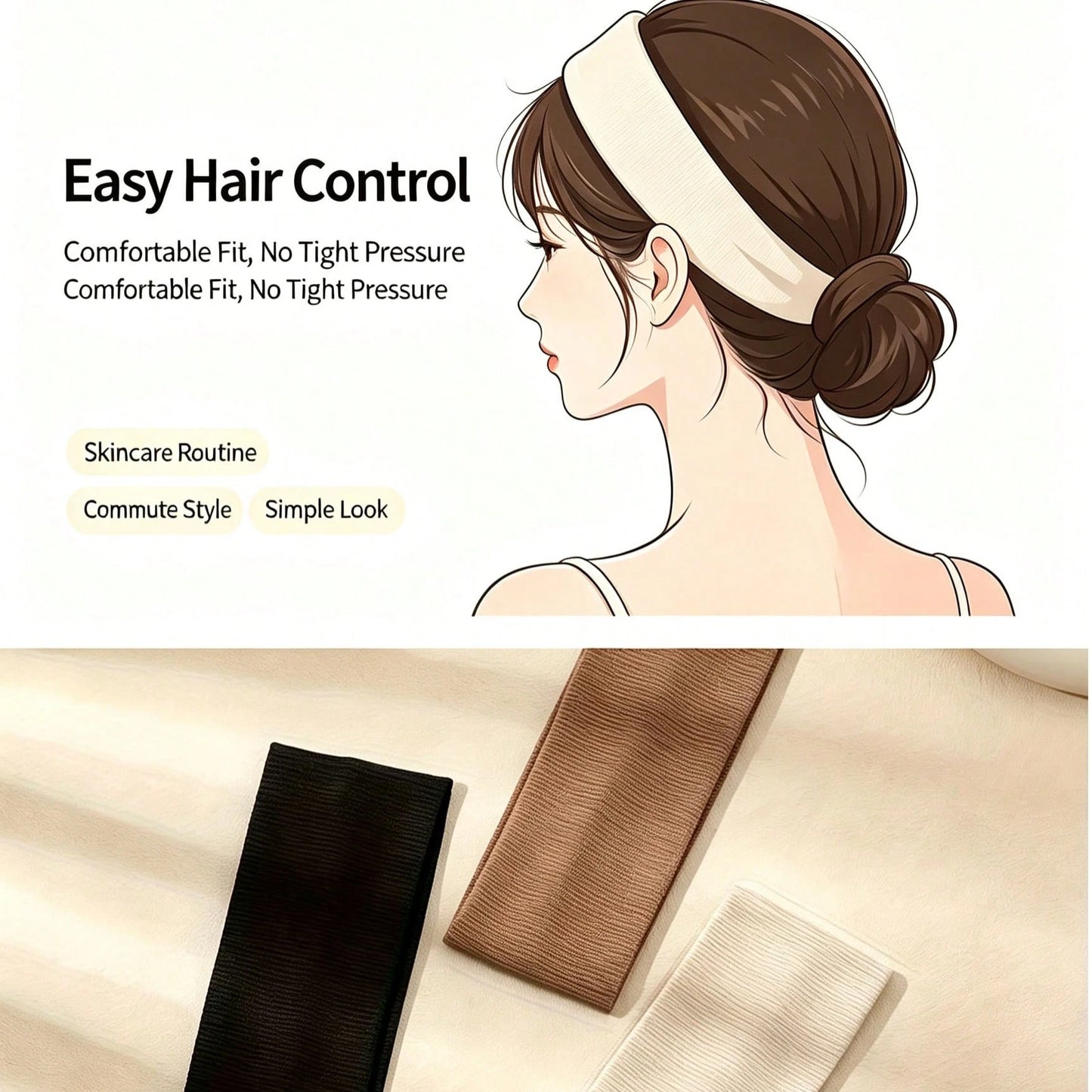 1pc Women's Wide Elastic Headband, Soft Non-Slip Stretch Hair Hoop, Suitable For Yoga, Fitness, Running, Makeup And Daily Wear