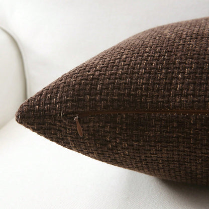 1pc Woven Textured Throw Pillow Cover, 18X18 Inch Coffee Brown Cushion Sham, Soft Chenille Pillow Case, Retro Seasonal Square Pillow, Nordic Solid Color Square Sofa Cushion, Farmhouse Woven 20X20 Inch