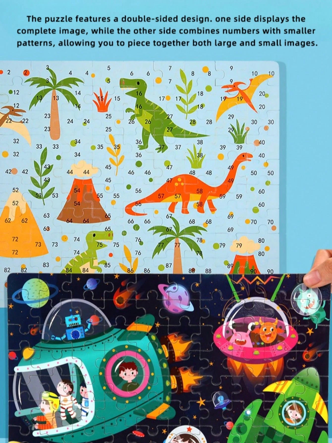 1Set 100Pcs Wooden Jigsaw Puzzles Multi Color Animal Dinosaur Ocean Space Theme Toys For Kids 3-7, Montessori Toddler Puzzle Games Preschool Learning Educational Kids Toys Puzzle For Kids Parent-Child