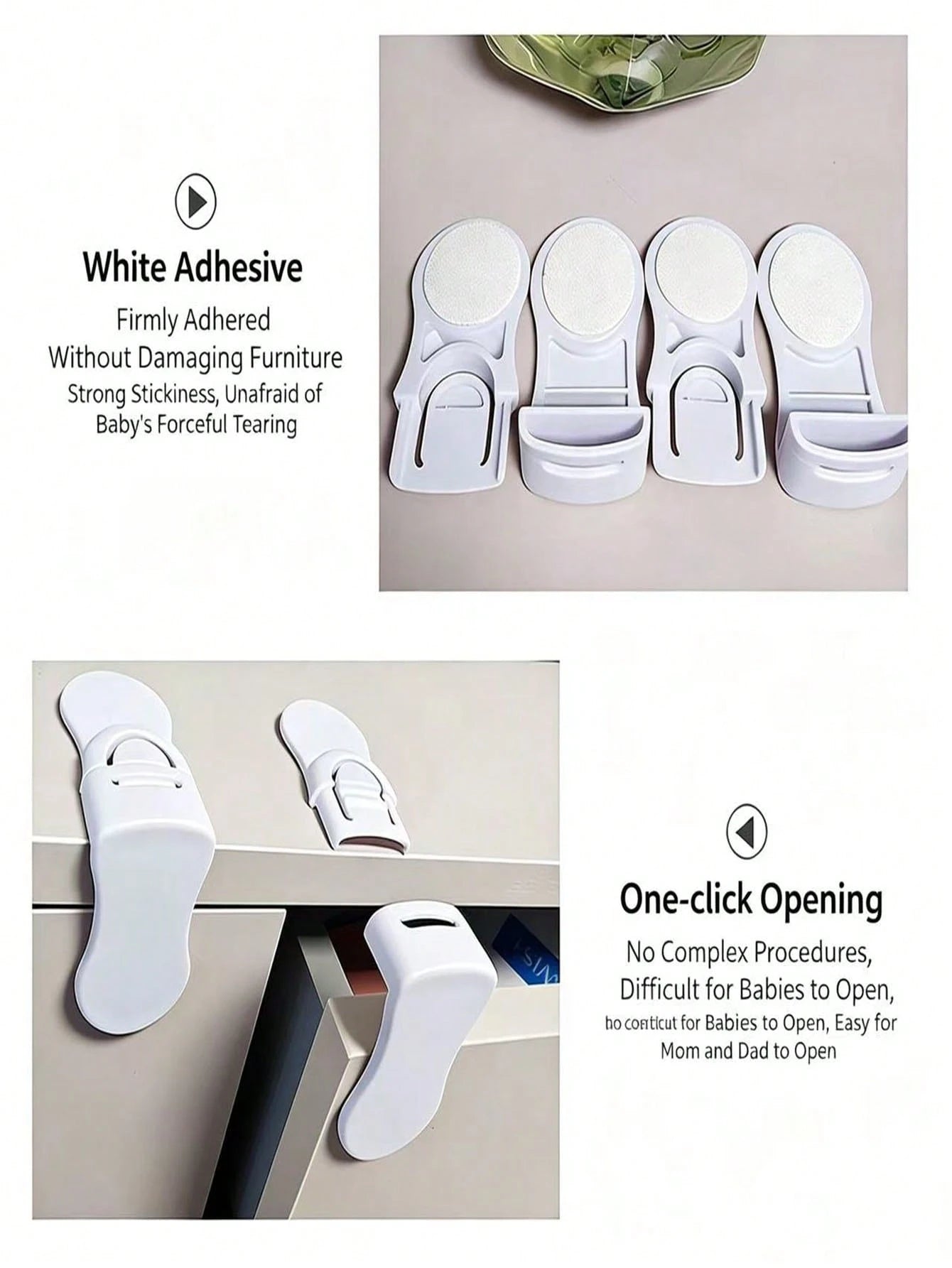 2/4/8pcs Safety Lock Set, Perfect For Securing Cabinets, Drawers And Refrigerators- Easy Installation Without Drilling, Made Of Durable ABS Material, Suitable For Refrigerators, Drawers, Cabinets