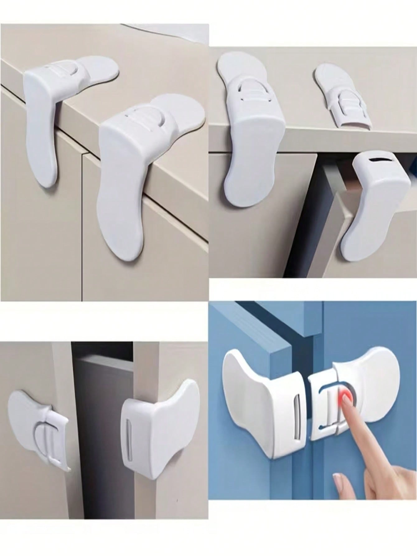 2/4/8pcs Safety Lock Set, Perfect For Securing Cabinets, Drawers And Refrigerators- Easy Installation Without Drilling, Made Of Durable ABS Material, Suitable For Refrigerators, Drawers, Cabinets