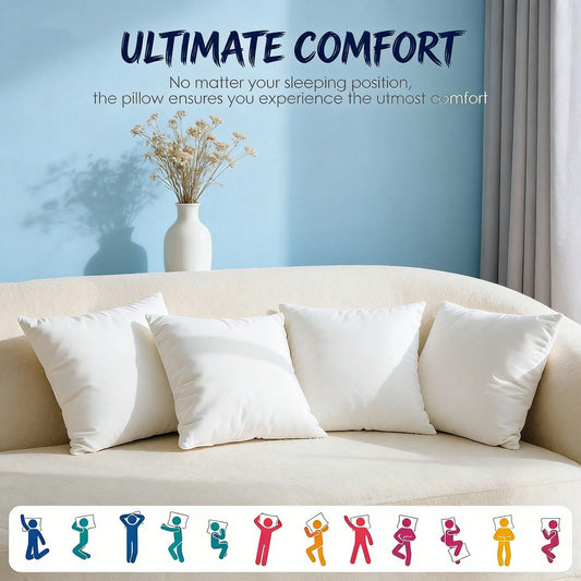2/4-Piece Set White Luxury Pillow Cores, Filled With Lightweight Traditional Polyester Fiber As An Alternative To Down Pillows, Lighter And More Comfortable. Suitable For Household And Commercial Hote