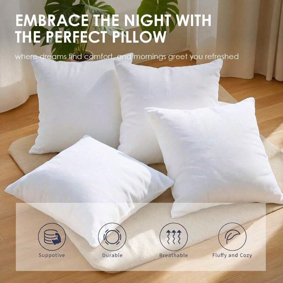 2/4-Piece Set White Luxury Pillow Cores, Filled With Lightweight Traditional Polyester Fiber As An Alternative To Down Pillows, Lighter And More Comfortable. Suitable For Household And Commercial Hote