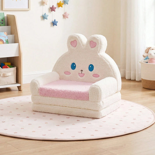 2-In-1 Convertible Kids Sofa To Lounger W/ Removable Cover Bunny Patterns