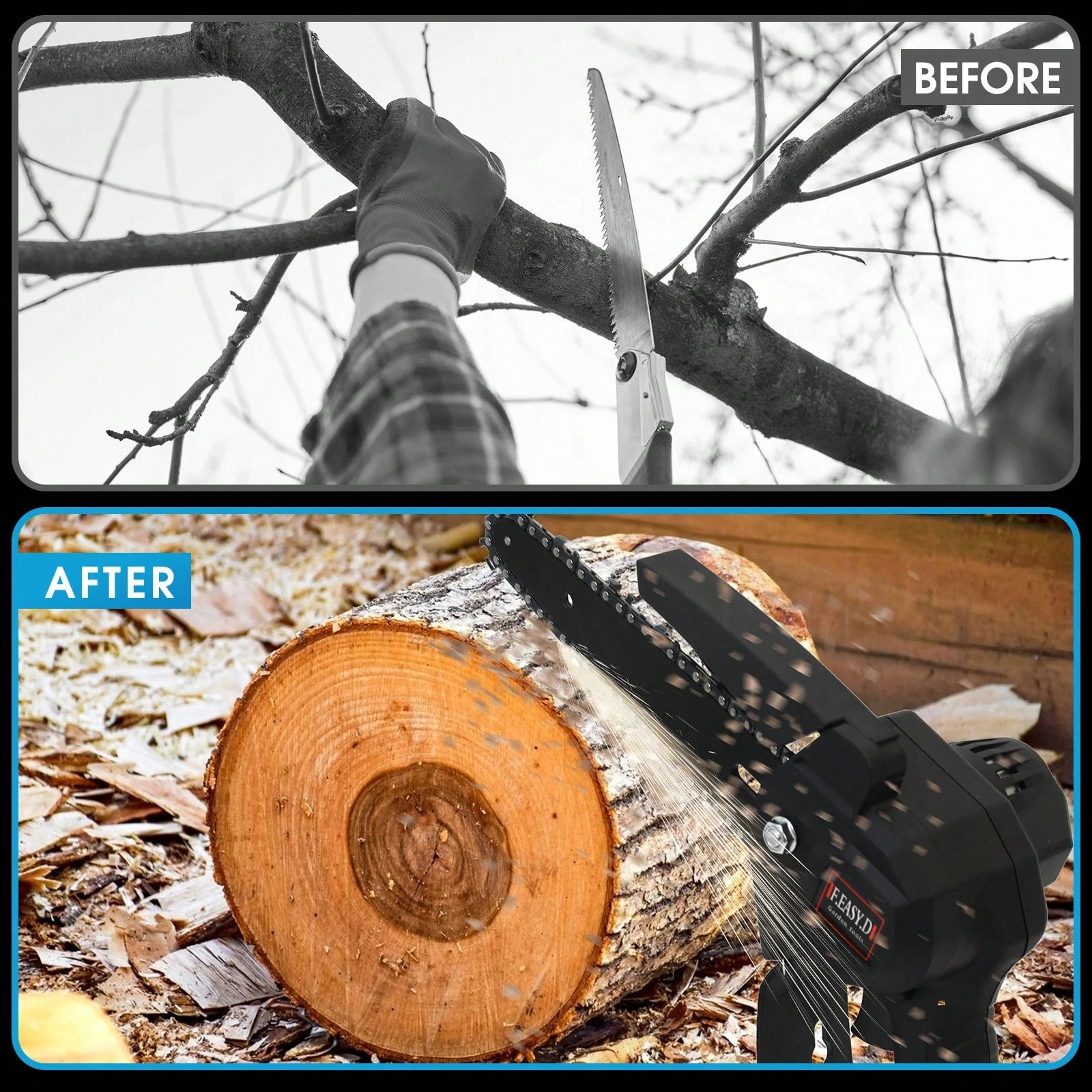 2-In-1 Cordless Pole Saw&6 Inch Mini Chainsaw, Cordless Pole Saws For Tree Trimming, 6 Inch Mini Electric Chainsaw With 2 X 1500mAh Batteries, Battery Powered Chain Saw With Extension Pole, Tree Trimm