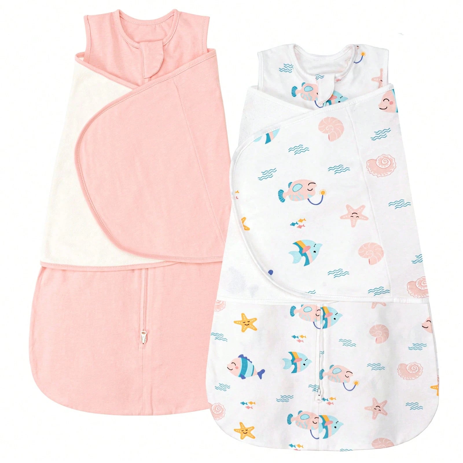 2 Pack Baby Sleep Sack 3-Way Adjustable Silent Wrap 0.5 Tog Wearable Sleep Bag