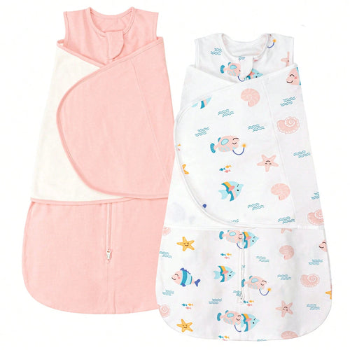 2 Pack Baby Sleep Sack 3-Way Adjustable Silent Wrap 0.5 Tog Wearable Sleep Bag