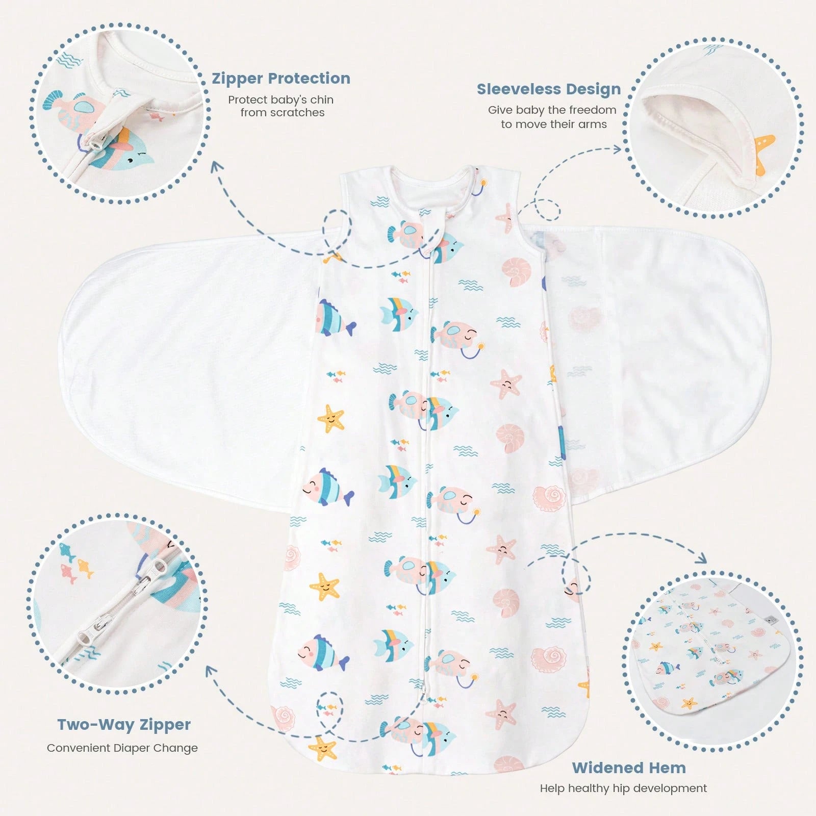 2 Pack Baby Sleep Sack 3-Way Adjustable Silent Wrap 0.5 Tog Wearable Sleep Bag