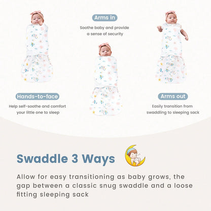 2 Pack Baby Sleep Sack 3-Way Adjustable Silent Wrap 0.5 Tog Wearable Sleep Bag