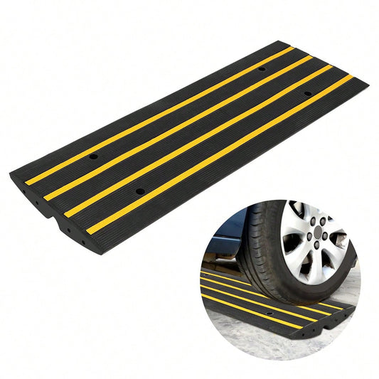 2 Pack Black Rubber Threshold Ramp,Heavy Duty 50 Ton (110,000 Lbs) Capacity Curb Ramp, 48'' Length, Ideal For Cars, Trucks, Motorcycles, And Wheelchairs