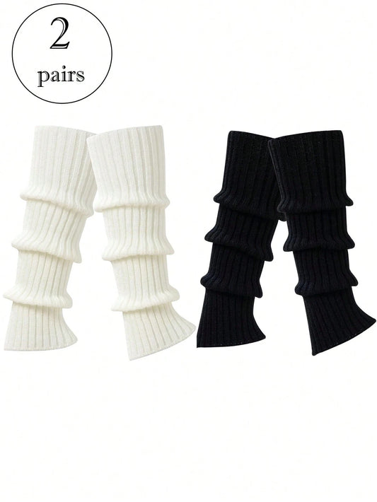 2 Pairs Women's Cute Knitted Dance Leg Warmers, Suitable For Autumn/Winter
