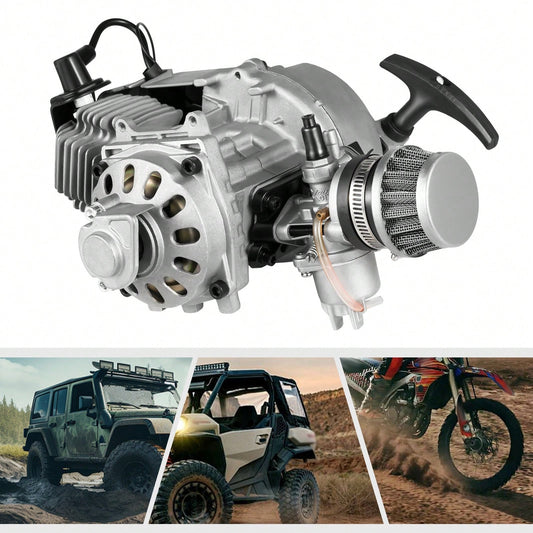 2 Stroke 49CC Engine Motor Kits Dirt Bike Motorcycle Engine Kit Single Cylinder Air-Cooled Pull Start Engine Kit For Mini Dirt Bike, ATV, Scooter