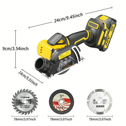 20V Brushless Mini Saw, 25000 RPM High Speed, 1.2kg Ultra Light, Removable Dust Port, 3/4in Cutting Depth – Cordless Circular Saw For Metal, Wood, Tile, Plastic