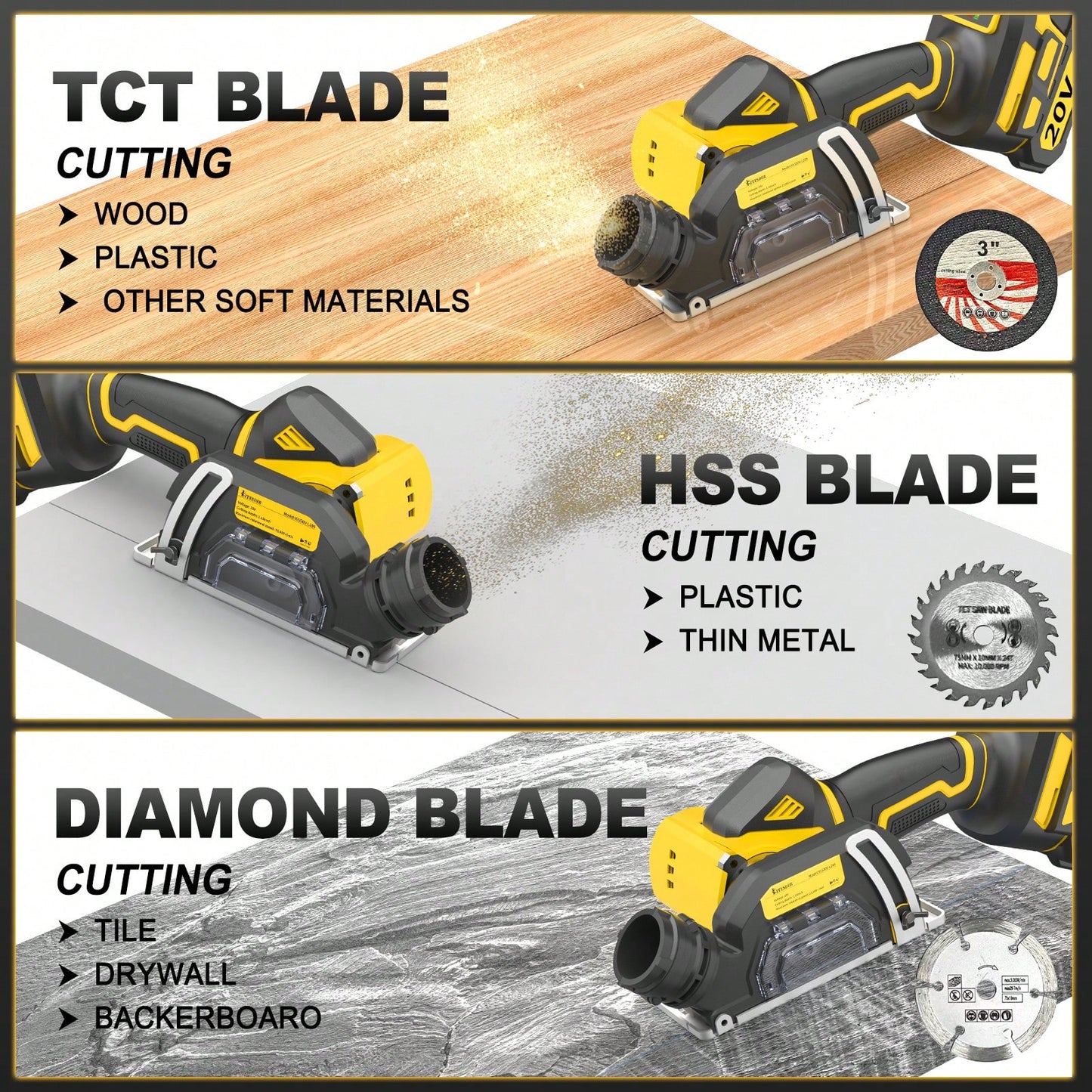 20V Brushless Mini Saw, 25000 RPM High Speed, 1.2kg Ultra Light, Removable Dust Port, 3/4in Cutting Depth – Cordless Circular Saw For Metal, Wood, Tile, Plastic