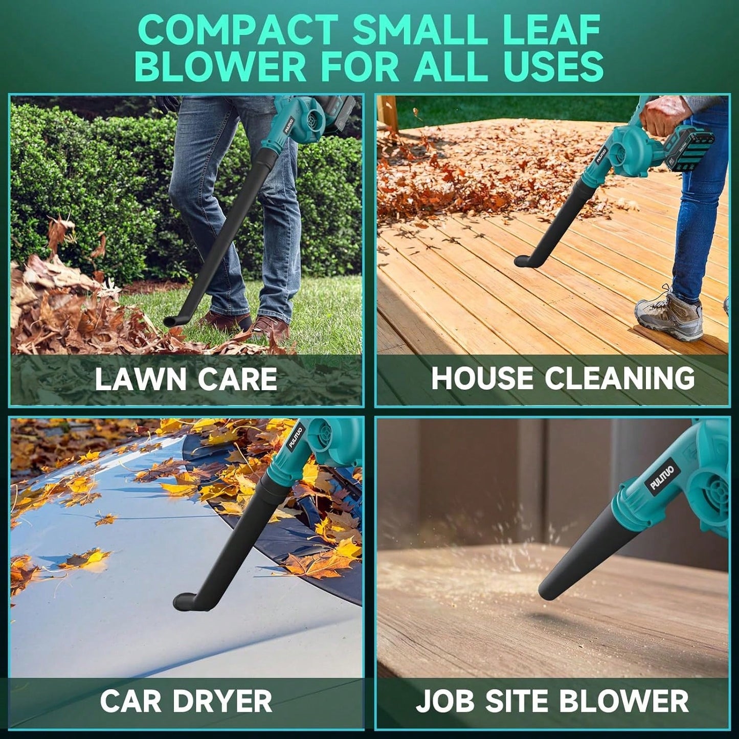 20V Cordless Leaf Blower With Dual Intake, 400CFM High Power & 2 Batteries, 2 Attachments Electric Blower For Car Dust, Fall Leaves, Light Snow- Tools For Men, Ideal Men Gifts For Father's Day Christ