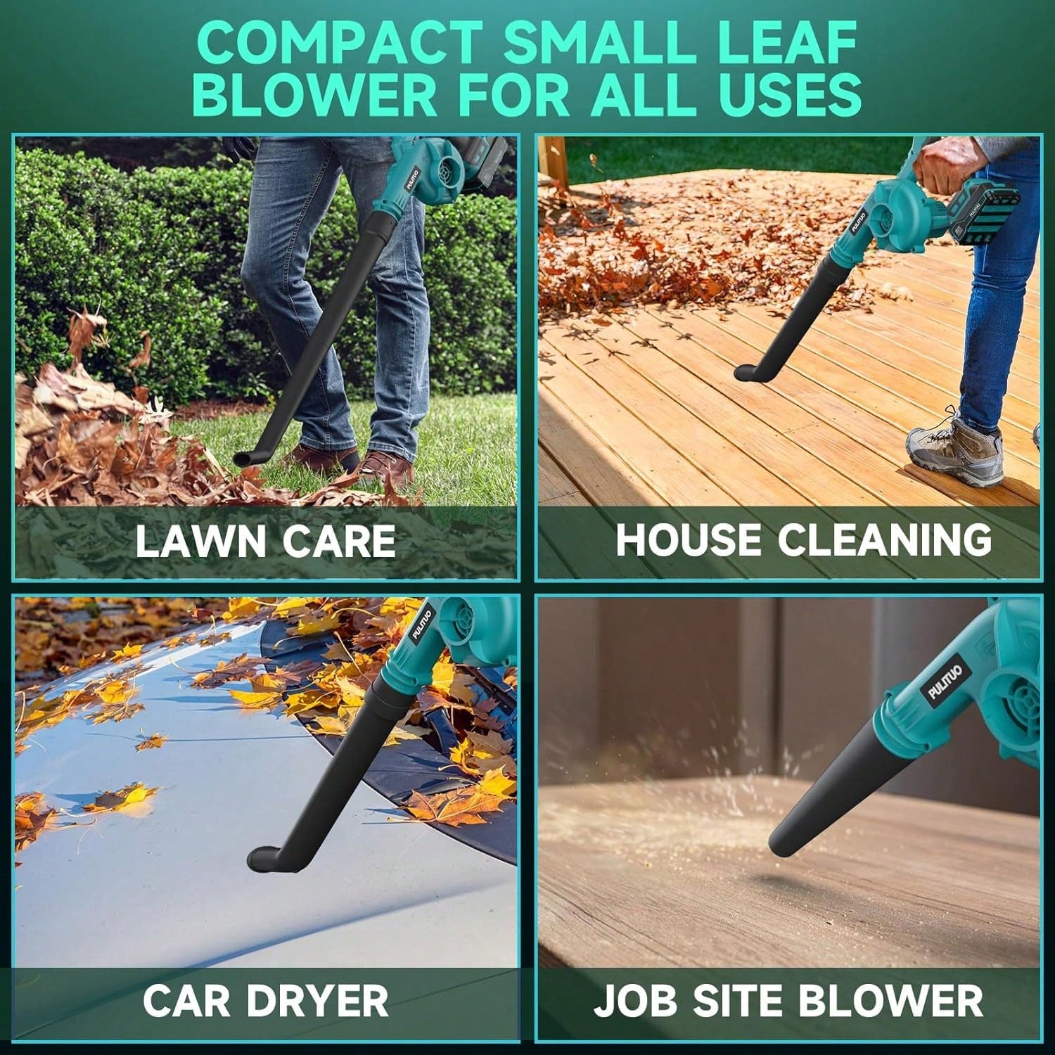 20V Cordless Leaf Blower With Dual Intake, 400CFM High Power & 2 Batteries, 2 Attachments Electric Blower For Car Dust, Fall Leaves, Light Snow- Tools For Men, Ideal Men Gifts For Father's Day Christ