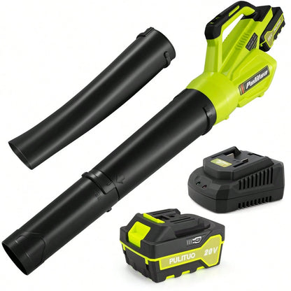 20V Cordless Leaf Blower With Dual Intake, 400CFM High Power & 2 Batteries, 2 Attachments Electric Blower For Car Dust, Fall Leaves, Light Snow- Tools For Men, Ideal Men Gifts For Father's Day Christ