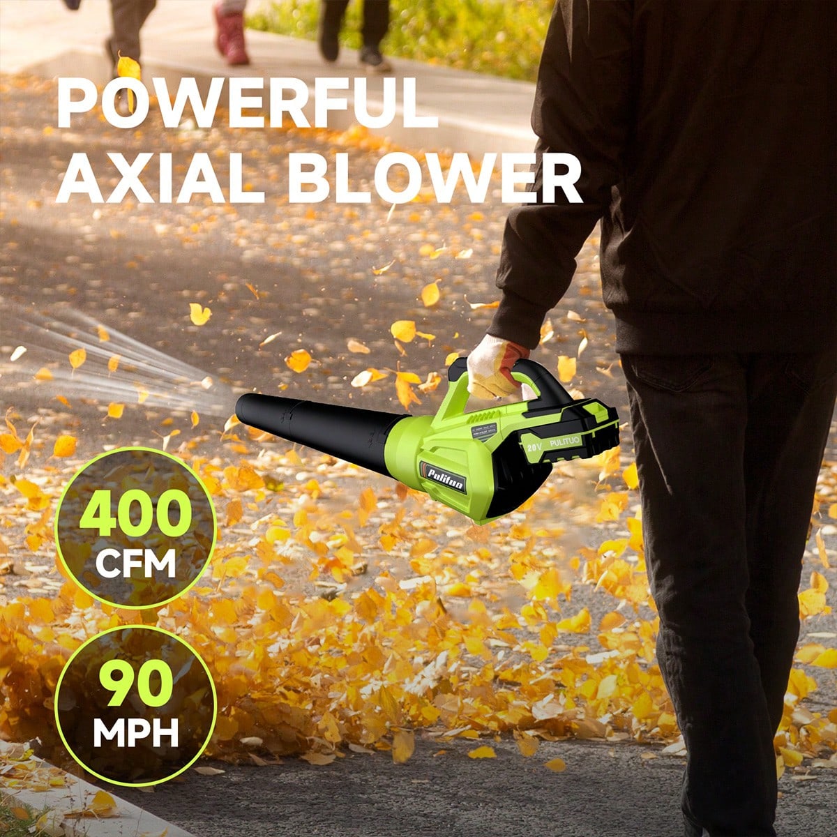 20V Cordless Leaf Blower With Dual Intake, 400CFM High Power & 2 Batteries, 2 Attachments Electric Blower For Car Dust, Fall Leaves, Light Snow- Tools For Men, Ideal Men Gifts For Father's Day Christ