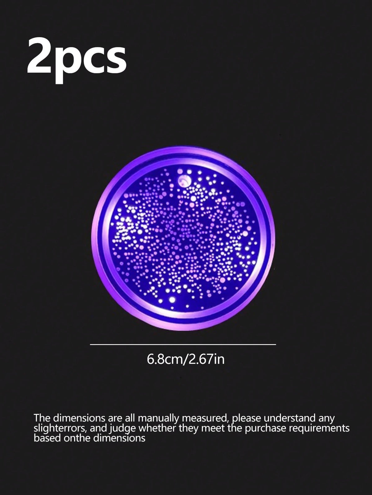 2pcs Car Cup Holder LED Lighting Mat, Starry Gradient Colorful Car Cup Pad, USB Rechargeable Anti-Slip Coaster