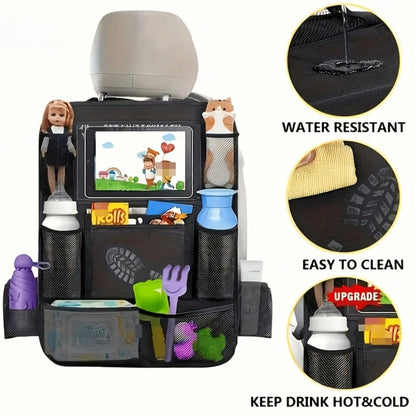 2pcs Car Seat Back Storage Functional Rear Footrest With Touchscreen Tablet Support & Multiple Pockets For All