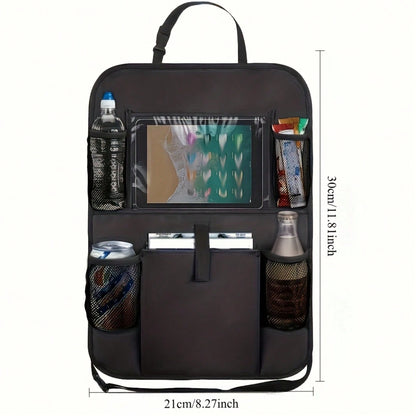 2pcs Car Seat Back Storage Functional Rear Footrest With Touchscreen Tablet Support & Multiple Pockets For All